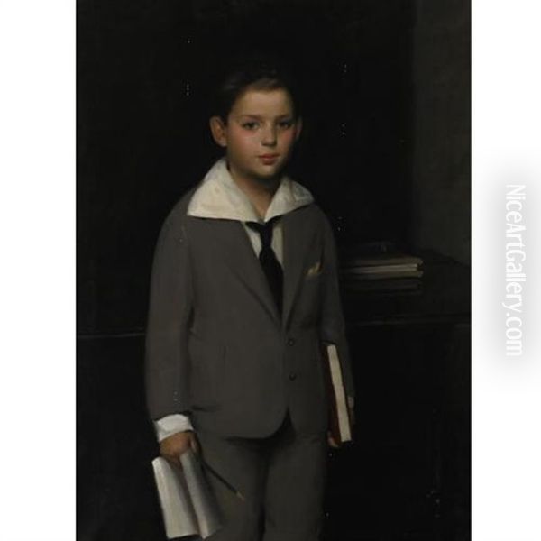 Portrait Of A Schoolboy Oil Painting by Edward Emerson Simmons