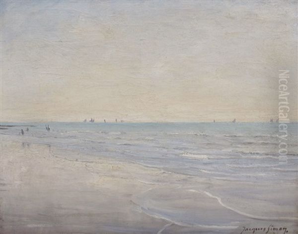 Coastal Scene Oil Painting by Jacques Roger Simon