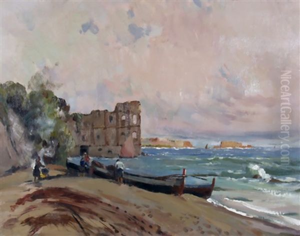 Napoli Dal Palazzo Donn'anna Oil Painting by Michele De Simone