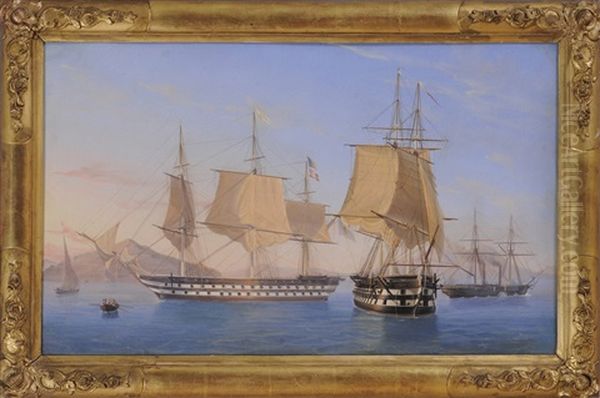 Ships At Anchor Oil Painting by Tommaso de Simone