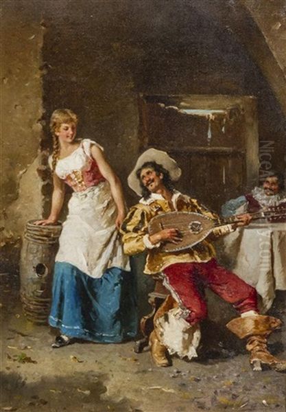 The Cavalier's Serenade Oil Painting by Gustavo Simoni