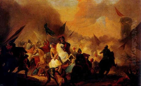 Orientalische Schlachtenszene Oil Painting by Francesco Simonini