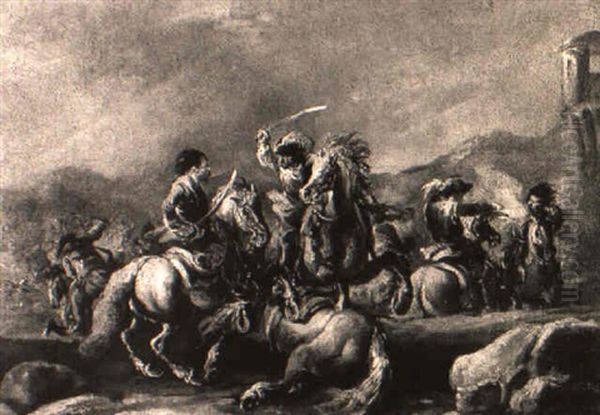 Scontro Militare Fra Cavalieri Oil Painting by Francesco Simonini