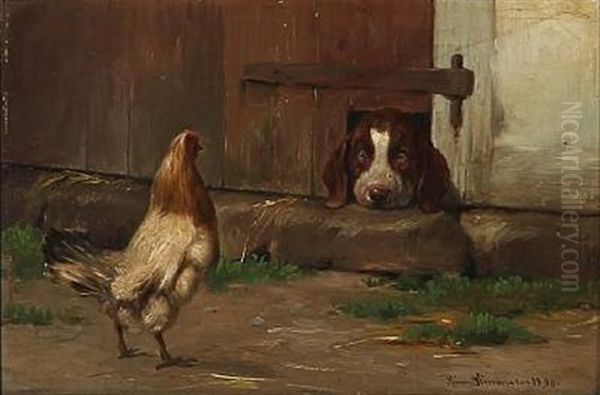 En Overraskelse Oil Painting by Simon Simonsen