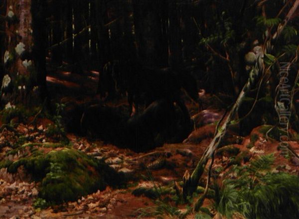 Pa Raevejagt Oil Painting by Simon Simonsen