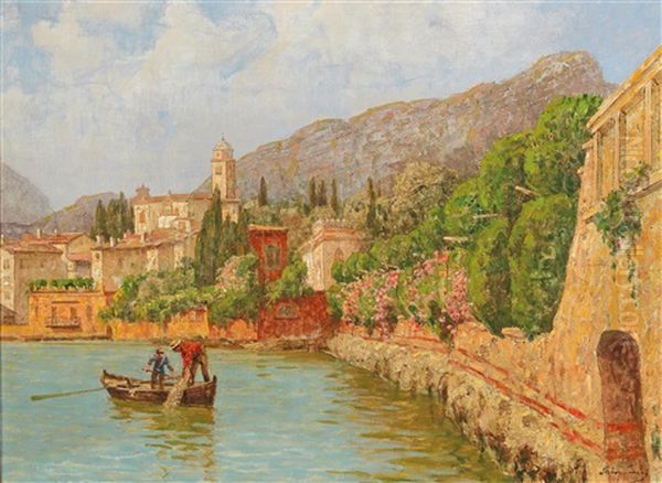 Scene Of Lake Garda Oil Painting by Stefan Simony