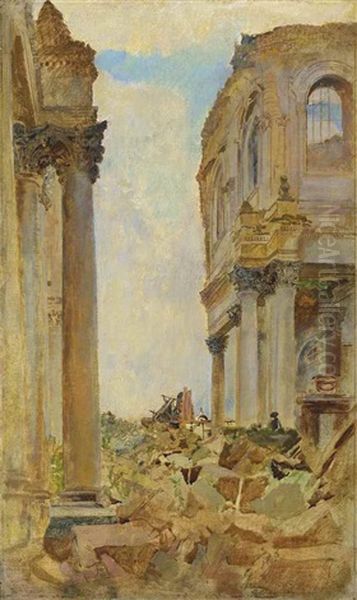 Ruins At Arras Oil Painting by Charles Sims