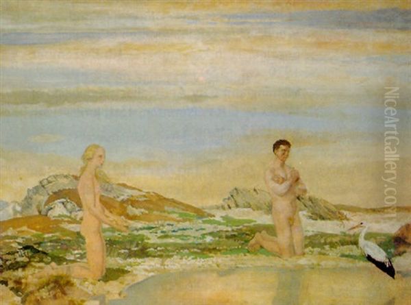 The Stork Oil Painting by Charles Sims