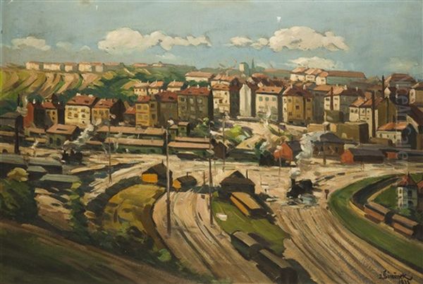 Szene Aus Der Prager Peripherie Oil Painting by Jaroslav Simunek