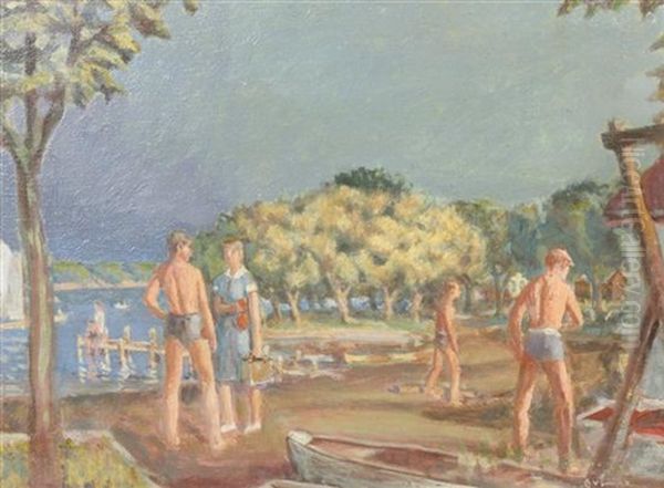 At The Beach Oil Painting by Gerrit Sinclair