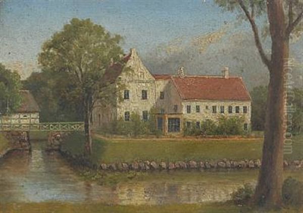 Aakjaer Mannorhouse Oil Painting by Adamine Marie Elisabeth Sindberg