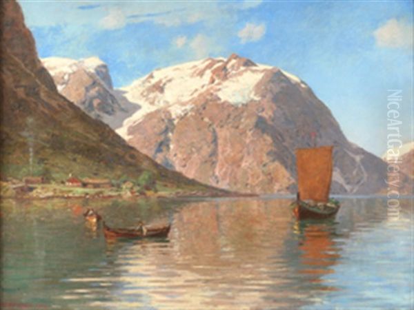 Nordnorsk Fjordlandskap Oil Painting by Otto Ludvig Sinding