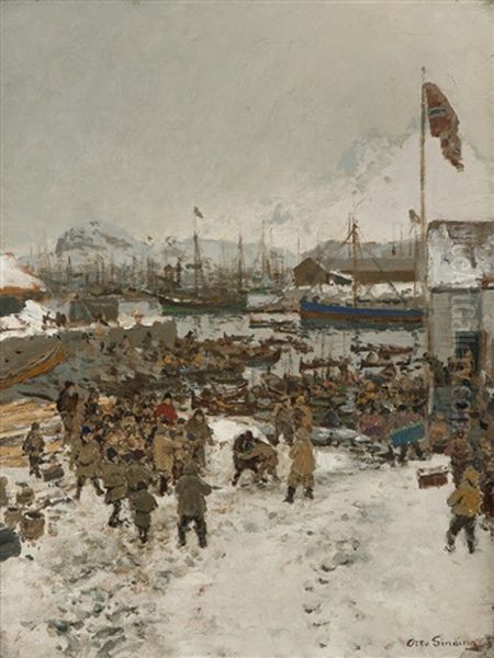 En Slasskamp, Lofoten Oil Painting by Otto Ludvig Sinding