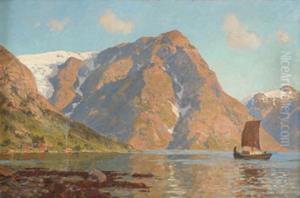 Fra Sognefjorden Oil Painting by Otto Ludvig Sinding
