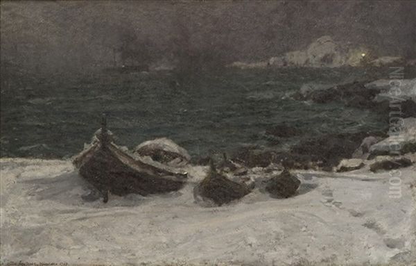 Taket Vinterdag Oil Painting by Otto Ludvig Sinding