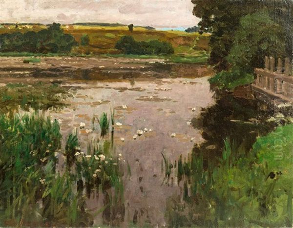 Teichlandschaft Oil Painting by Otto Ludvig Sinding
