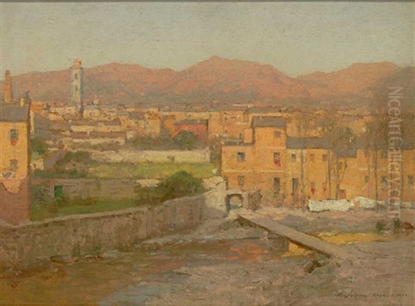 Rapallo - Blick Auf Die Ligurische Stadt Am Morgen Oil Painting by Otto Ludvig Sinding