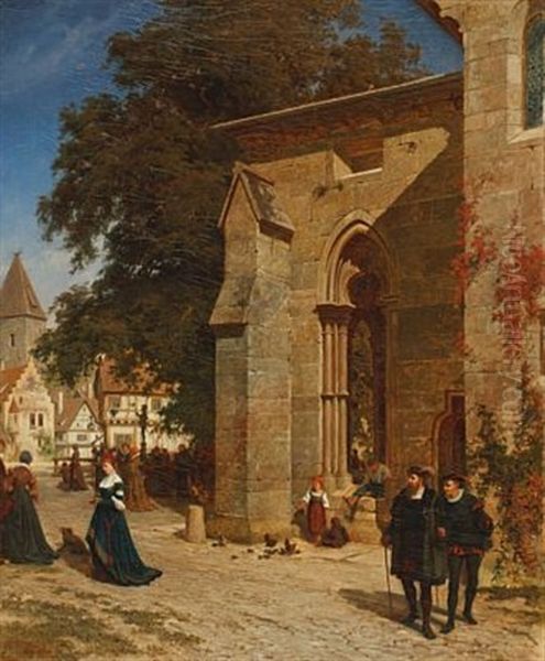 Vor Der Kirche Oil Painting by Otto Ludvig Sinding