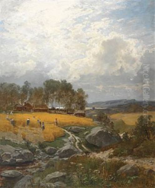 Hosting Oil Painting by Otto Ludvig Sinding