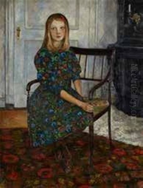 Portrait De La Fille De L'artiste Oil Painting by Sigmund Sinding