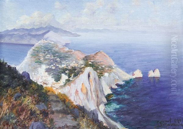 Veduta Di Capri Oil Painting by Gofredo Sinibaldi