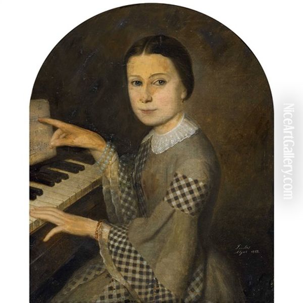 Junge Klavierspielerin Am Piano Oil Painting by Joseph Sintes