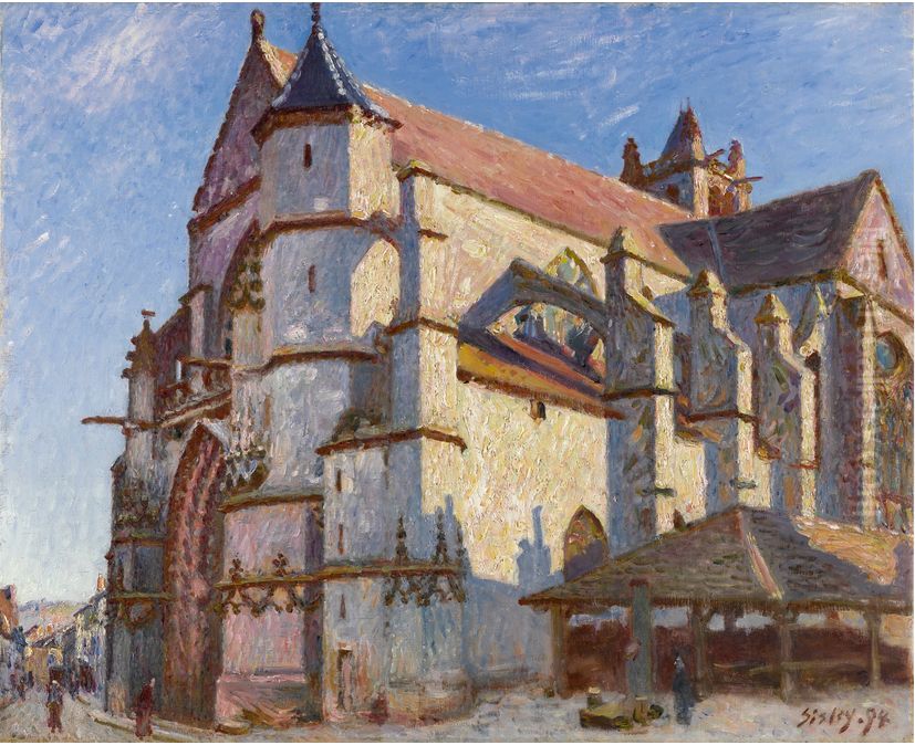 La Vieille Eglise De Moret, Le Matin Au Soleil Oil Painting by Alfred Sisley