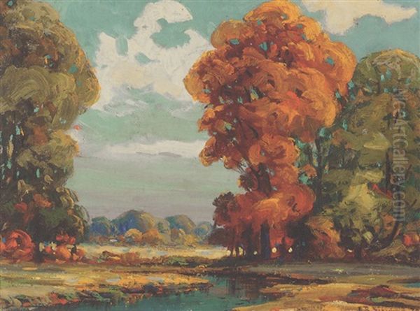 Autumn Forest Oil Painting by Edward R. Sitzman