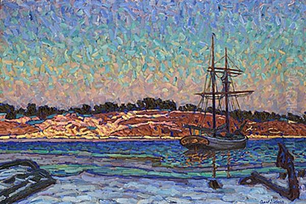 Skargardsskuta Oil Painting by Axel Sjoeberg