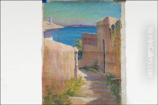 Auringon Alla - Under Solen Oil Painting by Helmi Sjoestrand