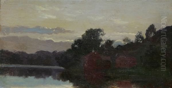 Hus Vid Sjo Oil Painting by Carl Skanberg