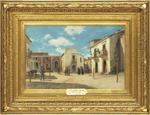 Torg I Taormina (sicilien) Oil Painting by Carl Skanberg