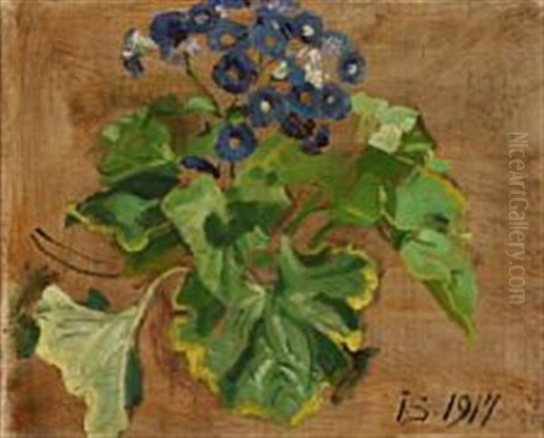 Study Of A Blue Flower Oil Painting by Joakim Frederik Skovgaard
