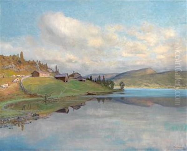 Morgenstemning Oil Painting by Christian Eriksen Skredsvig