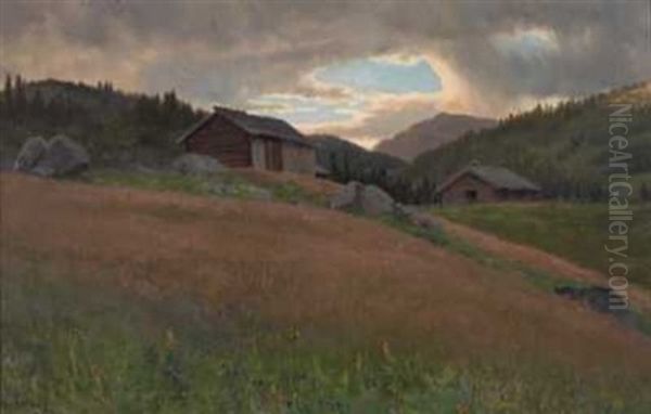 Aftenstemning Oil Painting by Christian Eriksen Skredsvig