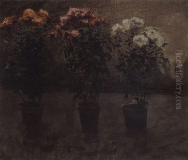 Blomster I Paris Oil Painting by Christian Eriksen Skredsvig