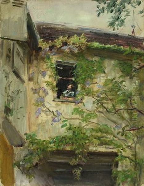 Hofecke Mit Frau Am Fenster (neukastel) Oil Painting by Max Slevogt