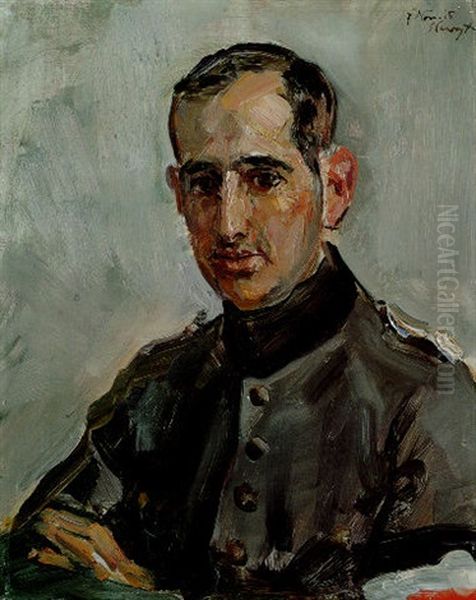 Otto Hermann Blumenfeld In Uniform Oil Painting by Max Slevogt