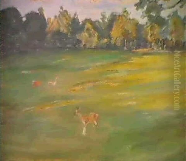 Espenlohkamp Mit Rehen Oil Painting by Max Slevogt