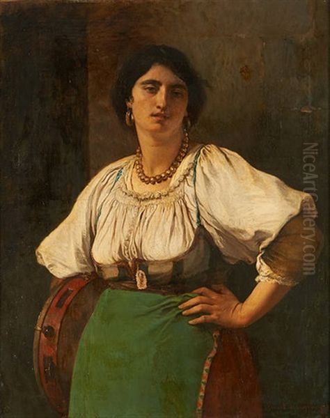 Danseuse Au Tambourin Oil Painting by Ernst Slingeneyer