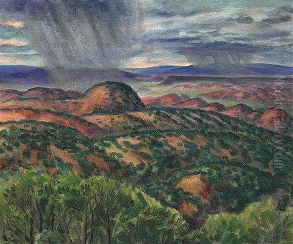 Sun Cloud Shower, Bishop's Lodge Oil Painting by John Sloan