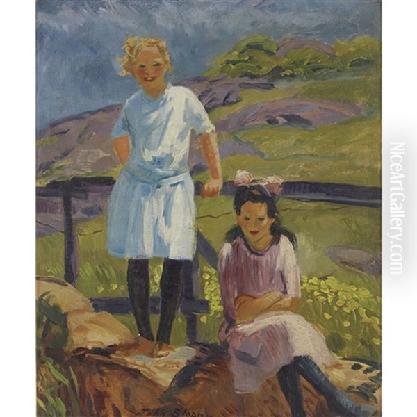 Untitled (two Girls) Oil Painting by John Sloan