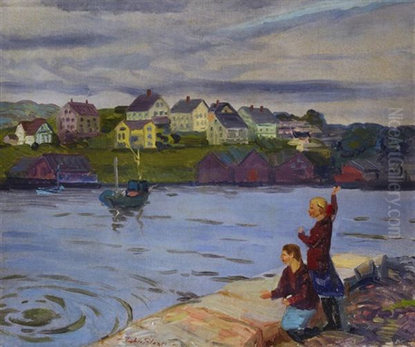 Girls Throwing Stones Oil Painting by John Sloan