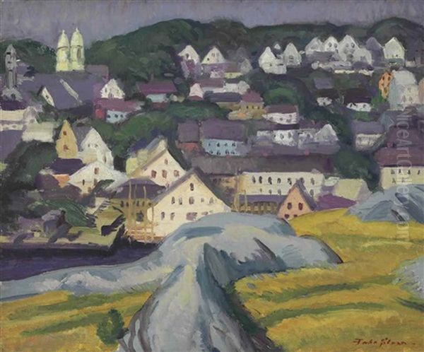 Town From East Hills Oil Painting by John Sloan
