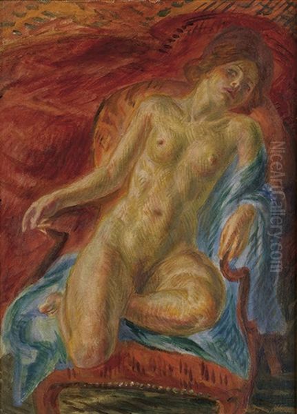 Female Nude On A Chair Oil Painting by John Sloan