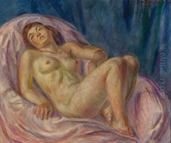 Nude, Rose And Lavender Oil Painting by John Sloan