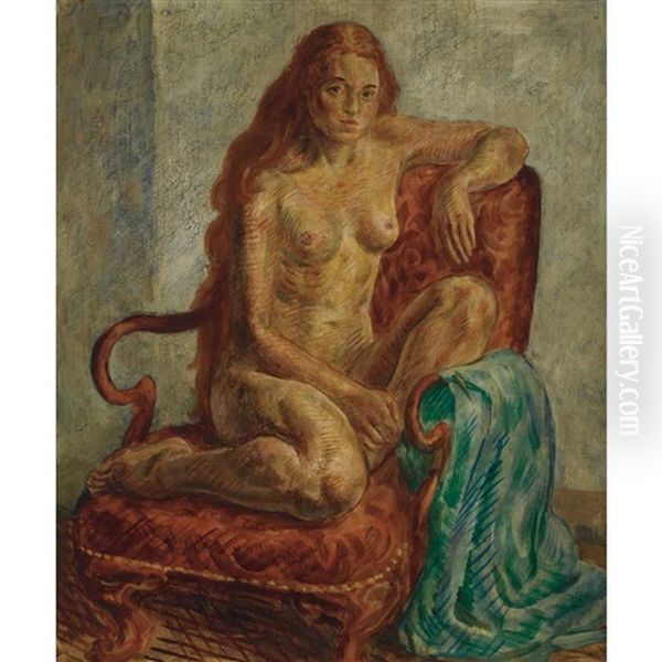 Nude, Terra Cotta Oil Painting by John Sloan