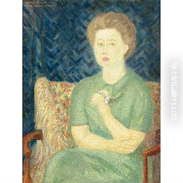 Ruth Martin - Navajo Necklace Oil Painting by John Sloan