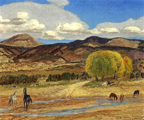 Tesuque Reservation Oil Painting by John Sloan