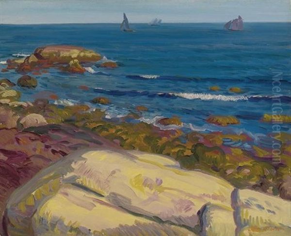 Blonde Rock And Blue Sea Oil Painting by John Sloan